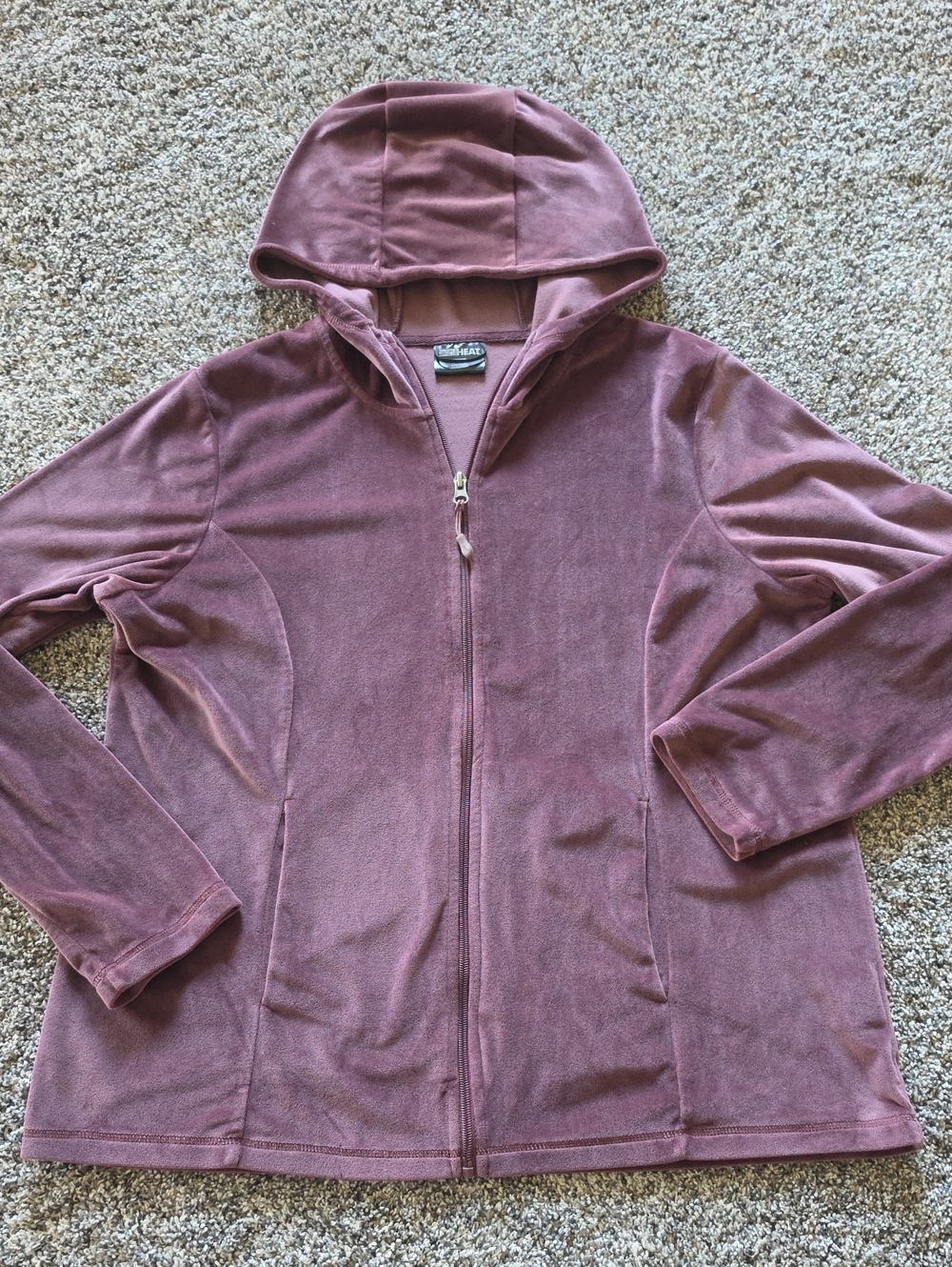32 Degrees L Plush Zip-Up Hoodie in Mauve